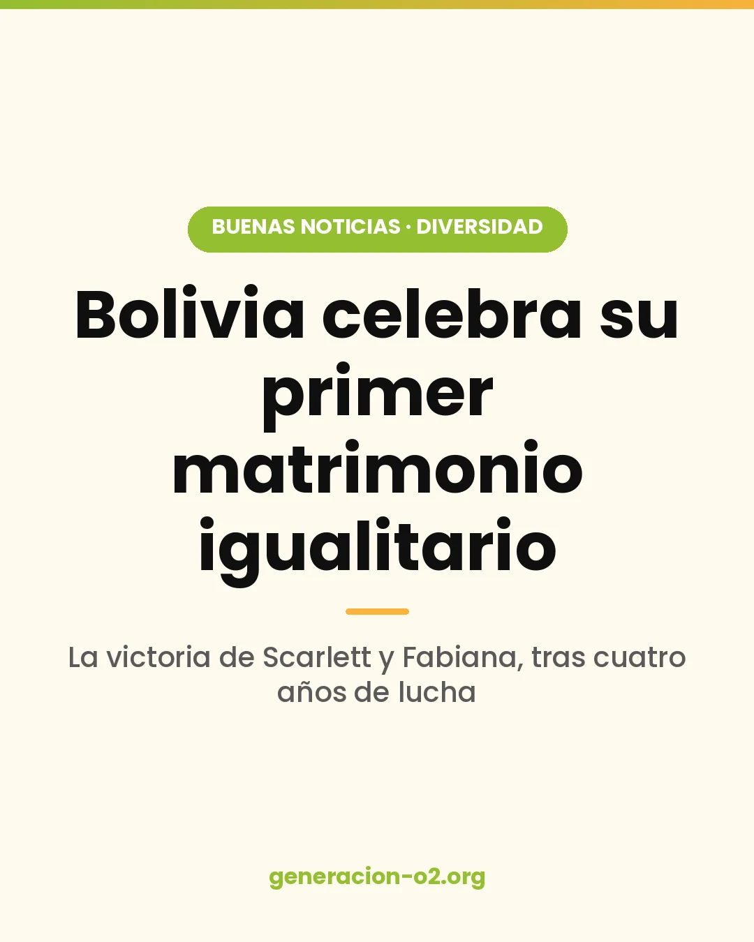 Bolivia celebra su primer matrimonio igualitario